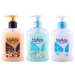 Malizia Sapun Lichid argan si vanilie, muschio bianco, latte, 3 x 300 ml