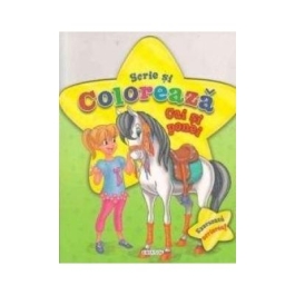 Scrie si coloreaza cai si ponei - verde