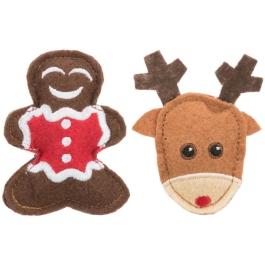 Set 2 X Jucarii Pentru Pisici, Xmas, Elan Si Turta Dulce, 8 cm, Trixie
