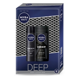 Set cadou Nivea Men Deep Duo: Deodorant spray Nivea Men Deep, 150 ml + Gel de dus Nivea Men Deep, 250 ml