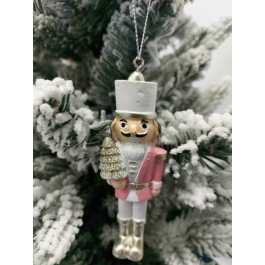 Figurina de agatat Spargator de nuci alb-roz Xmas rasina 