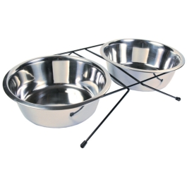 Trixie Set 2 buc Castron Inox In Suport 2.8 l/24 cm