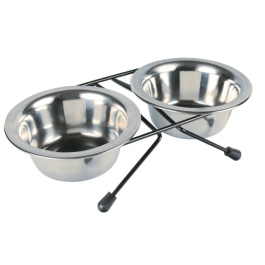 Trixie Set 2 buc Castron Inox In Suport 0.2 l/10 cm 
