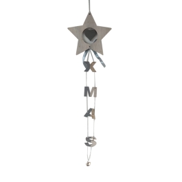 Ornament de agatat in brad cu model din  lemn XMAS CA155