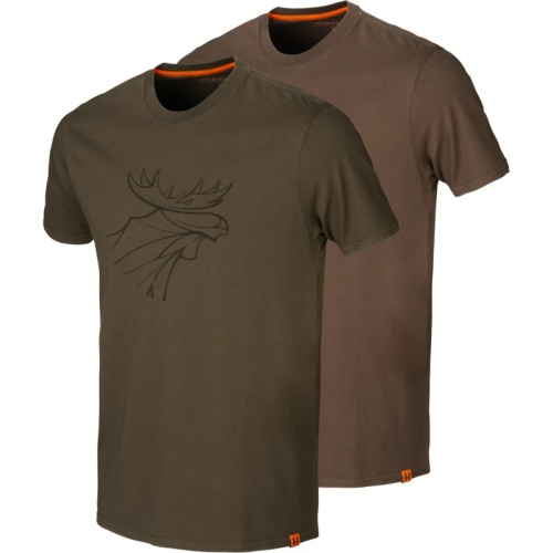 Tricou De Vanatoare Graphic T-Shirt 2-Pack Willow Green/Slate Brown Harkila