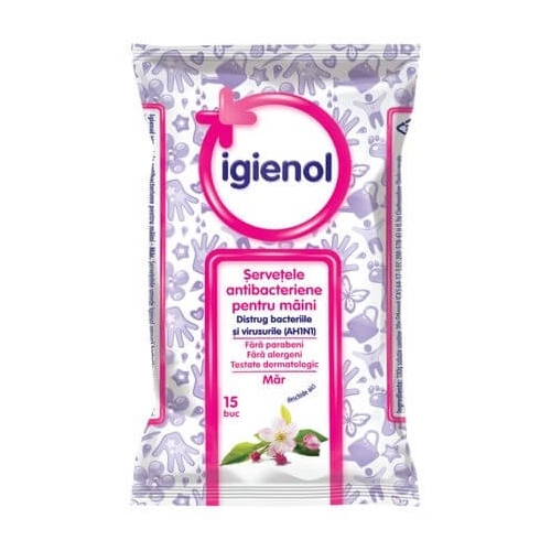 Igienol Servetele antibacteriene  pentru maini mar 15 buc. Produs igiena personala