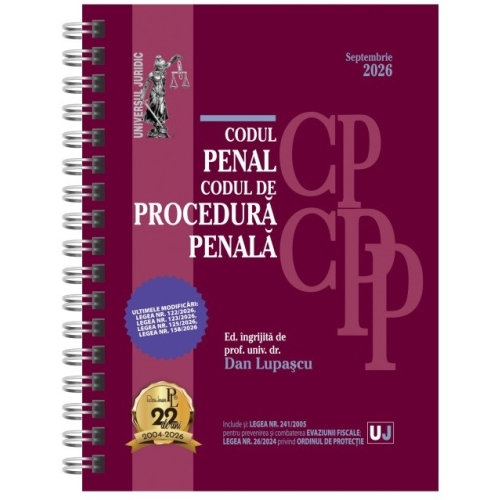 Codul penal si Codul de procedura penala Septembrie 2026. Editie spiralata, tiparita pe hartie alba - Dan Lupascu