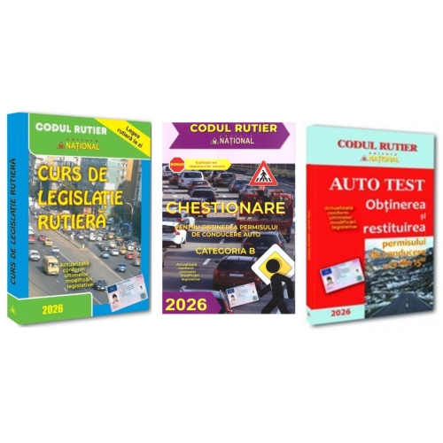 Pachet 2026 Legislatie rutiera categoria B. Chestionare. Legislatie. Auto test