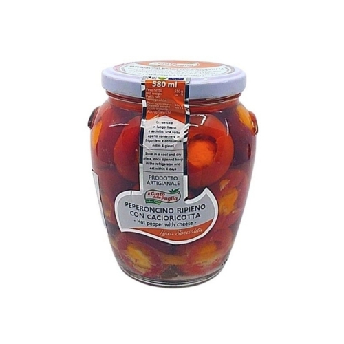 il Gusto della Puglia Ardei iuti umpluti cu branza in borcan de sticla, 580 ml