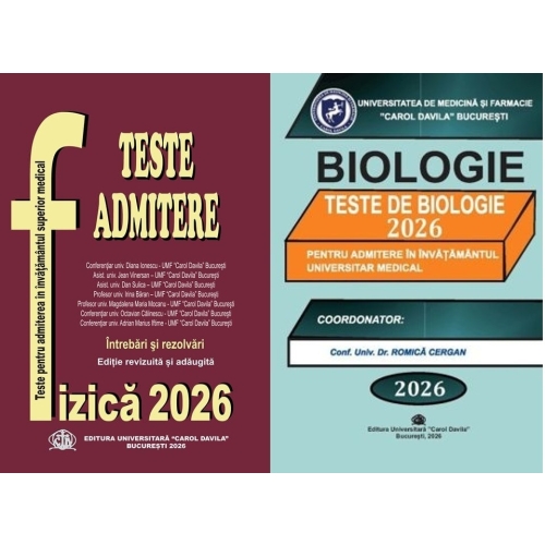 Pachet de teste Biologie si Fizica pentru admiterea in invatamantul superior medical 2026