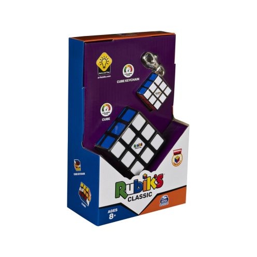 Set Cub Rubik 3×3 Clasic si Breloc Originale, Spin Master