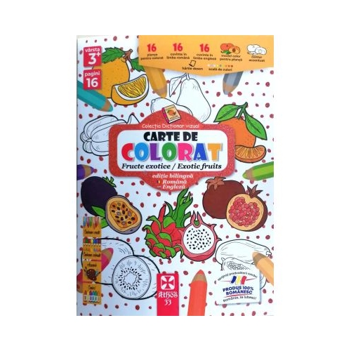 Carte de colorat fructe exotice  exotic fruits