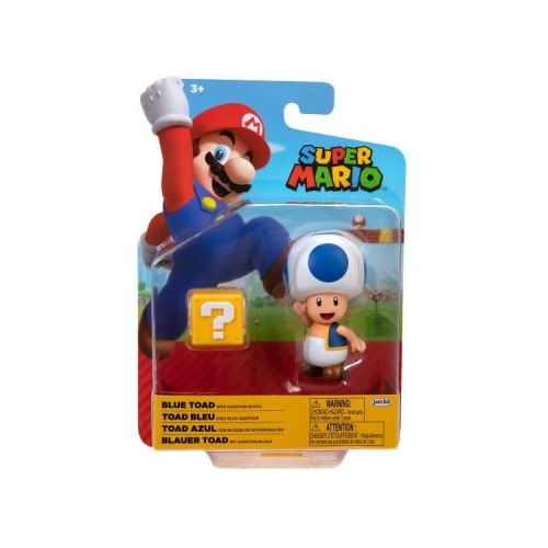 Figurina 10 cm Nintendo Mario Blue Toad Question Block