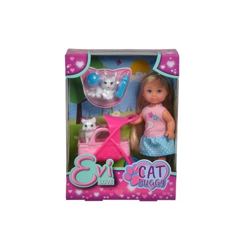 Papusa Evi Love si caruciorul ei pentru pisici