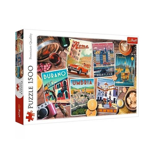 Puzzle 1500 piese Calatorind prin Europa Trefl