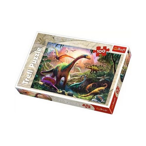 Puzzle 100 piese Pe taramul dinozaurilor Trefl