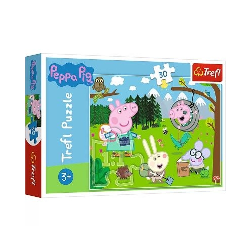 Puzzle 30 piese Peppa Pig in drumetie Trefl
