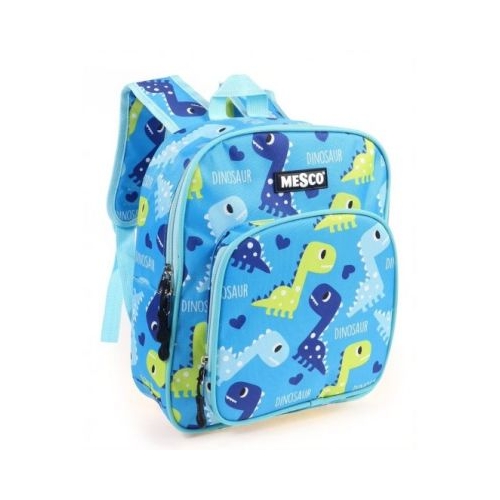 Ghiozdan de gradinita albastru cu dinozauri 2 compartimente Mesco