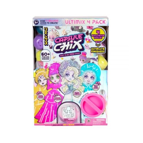 Set 4 papusi articulate Ultimix cu 20 capsule surpriza Capsule Chix