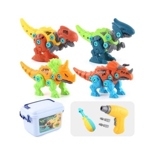 Set de Asamblare 4 Dinozauri cu surubelnita electrica 22 cm