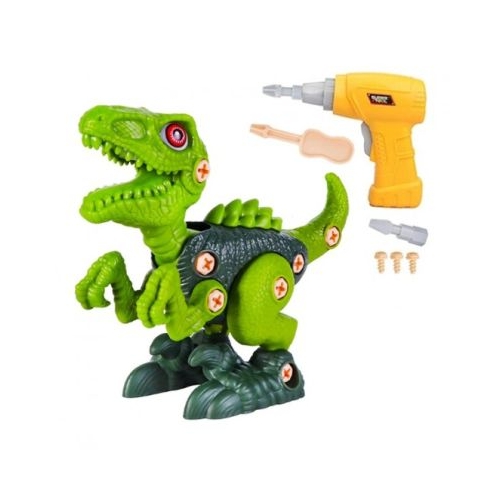 Jucarie Interactiva si Educativa de Constructie Dinozaur Velociraptor cu Bormasina