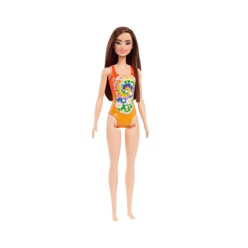 Papusa Barbie satena cu costum de baie portocaliu