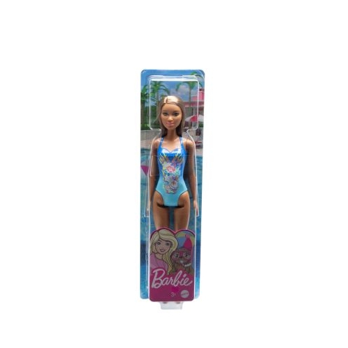 Papusa Barbie satena cu costum de baie albastru
