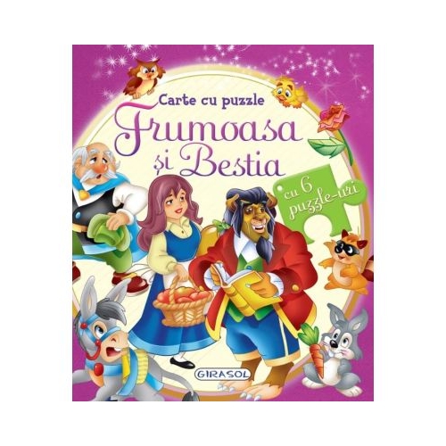 Carte cu puzzle Frumoasa si bestia cu 6 puzzle-uri