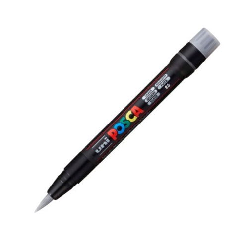 Marker pensula UNI Brush PCF-350 K argintiu Posca