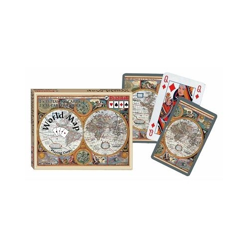 Set 2 pachete Carti de joc World Map in cutie de lux