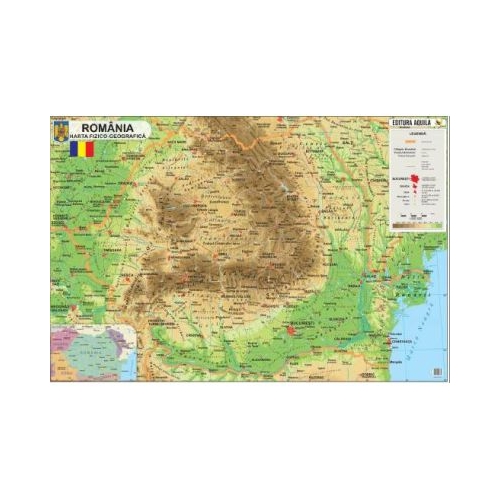 Harta Romania 120x160 cm fizico-geografica administrativa