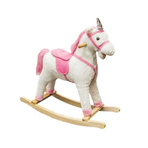 Balansoar Unicorn lemn  plus roz 78x28x68 cm