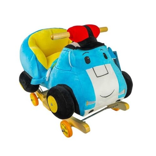 Balansoar pentru bebelusi Masina Politie lemn  plus 60x34x46 cm cu rotile