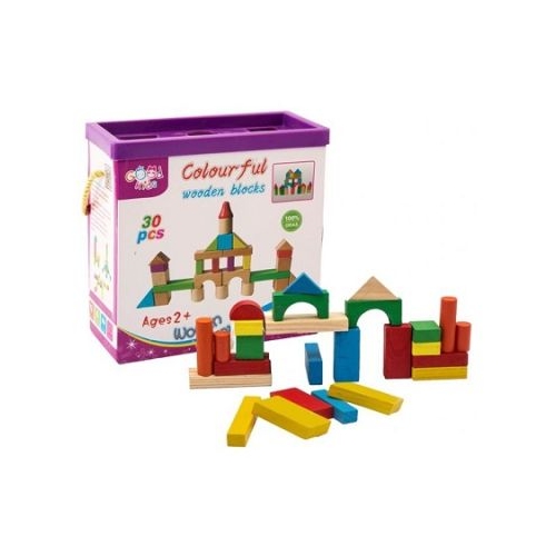 Cuburi din lemn 30 piese  cutie