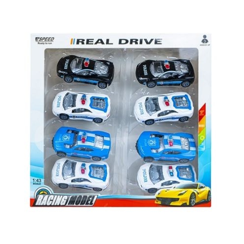 Masinute politie metal frictiune 8 buc.  set