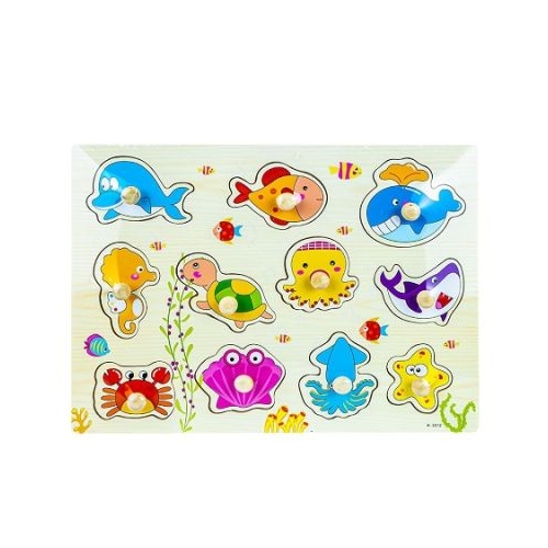 Puzzle din lemn incastru cu pioneze Animale marine