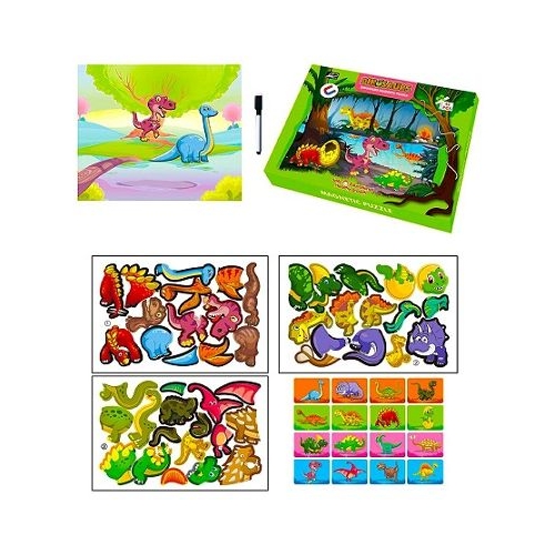 Puzzle magnetic 46 piese dinozauri