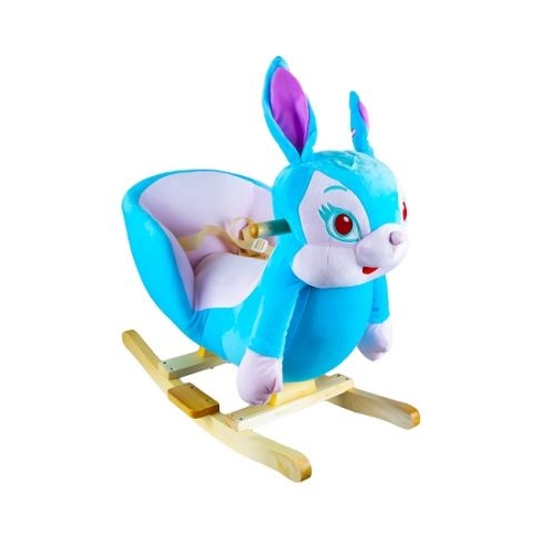 Balansoar pentru bebelusi Iepuras lemn  plus albastru 60x34x45 cm