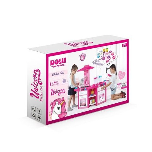 Bucatarie cu sunet si accesorii Roz-Unicorn 100x109x65 cm