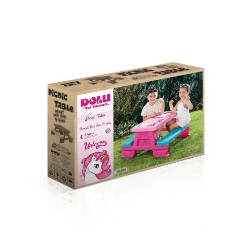 Masa cu bancute pentru 4 copii Unicorn 69x79 cm