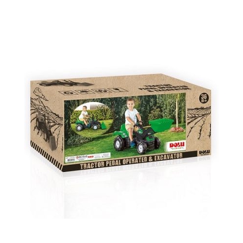 Tractor cu pedale si Remorca verde 52x110x45 cm