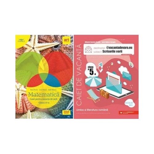 Pachet 2 Caiete pentru vacanta de vara, clasa a 5-a. Matematica si Limba si literatura romana. Scrisorile verii - Marius Perianu, Mihaela Daniela Cirstea