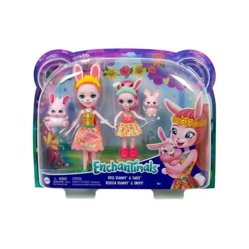 Enchantimals set papusi surori si animalutele lor. Bree Bunny cu Twist si Bedelia Bunny cu Tappy
