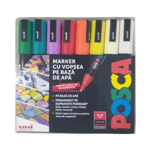 Marker UNI PC-5M 1. 8-2. 5 mm set 16 culori Posca