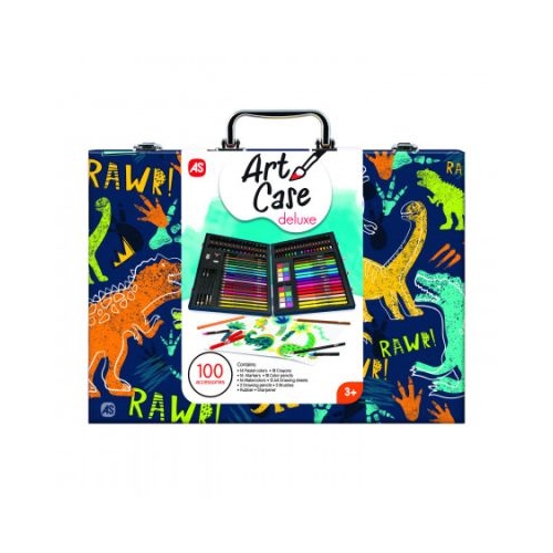 Set de desen Deluxe cu 100 accesorii Dinozaur As Games