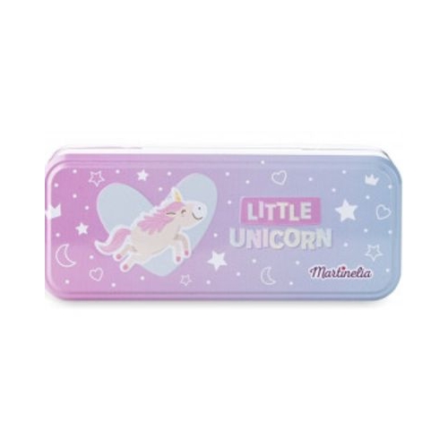 Trusa de machiaj in cutie de metal cu 3 compartimente Martinelia little unicorn