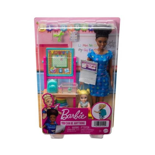 Set mobilier cu papusa bruneta profesoara Barbie Cariere