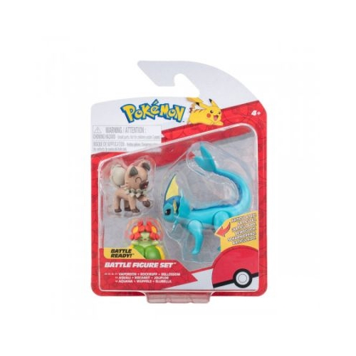 Set 3 figurine de actiune Rockruff Bellossom Vaporeon