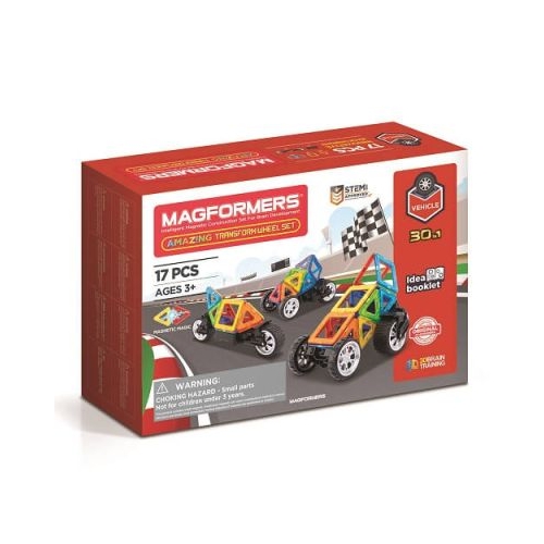 Joc magnetic de constructie Amazing Transform Wheels Set Vehicule 17 piese Magformers