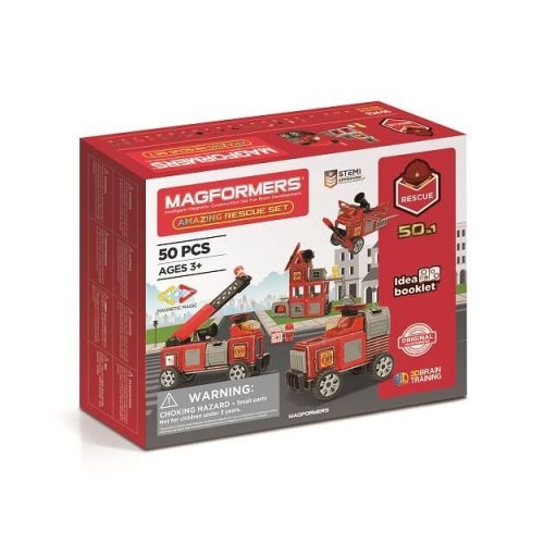 Joc magnetic de constructie Amazing Police And Rescue Set Politie si Salvare 26 piese Magformers